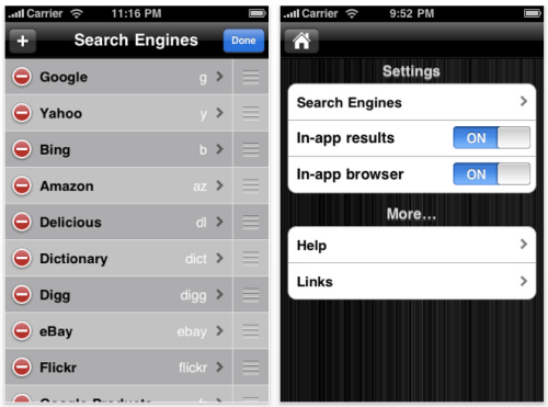 Web Search Shortcuts for iPhone and iPod touch