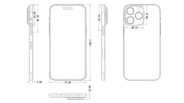 Alleged iPhone 14 and iPhone 14 Pro Schematics Reveal Dimensions