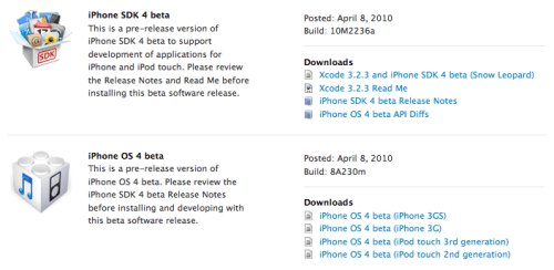 iPhone OS 4.0 Beta Now Available for Download