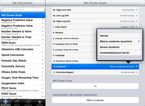 First Clinical Calculator for iPad