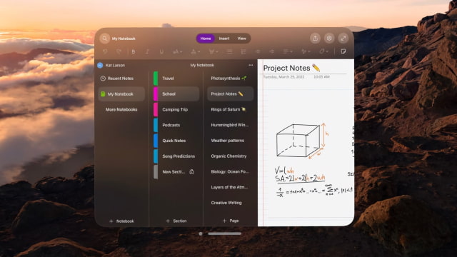 Microsoft Releases OneNote for Apple Vision Pro