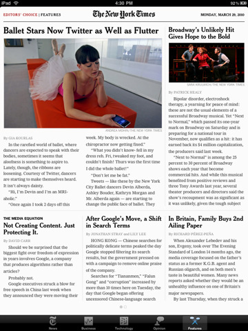 New York Times Adds More Content to its iPad App