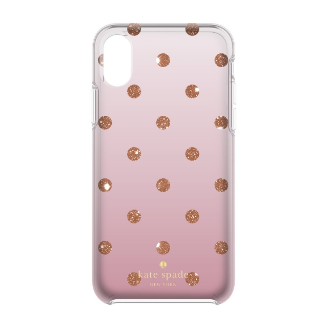 Kate Spade Hardshell Case for iPhone X (Glitter Dot Foxglove Ombre / Rose Gold Glitter)