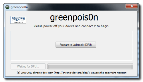 Ako previest Jailbreak na  iPhone 3GS, iPhone 4 pouzitim  Greenpois0n (Windows)