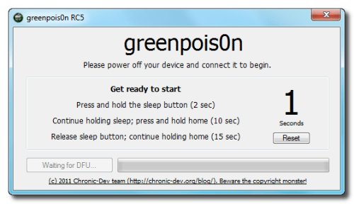 Инструкция по джейлбрейку iPhone 3Gs/4 с помощью утилиты Greenpois0n (Windows)