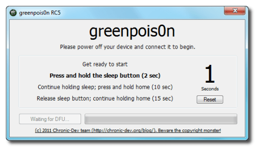 Инструкция по джейлбрейку iPhone 3Gs/4 с помощью утилиты Greenpois0n (Windows)