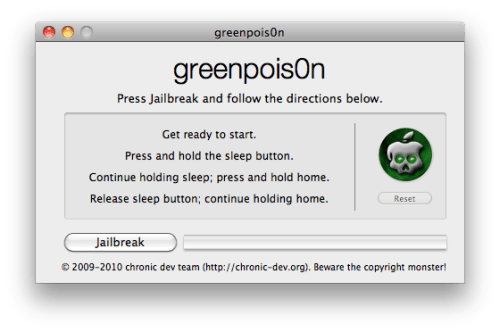 Ako na jailbreak iPhone 3GS, iPhone 4 pomocou Greenpois0n (Mac) [4.2.1]