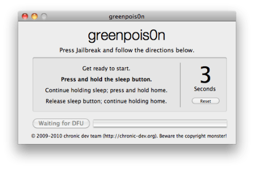 Cómo hacer Jailbreak a tu iPhone 3GS, iPhone 4 usando Greenpois0n (Mac)  [4.2.1]
