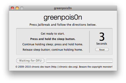 Ako na jailbreak iPhone 3GS, iPhone 4 pomocou Greenpois0n (Mac) [4.2.1]