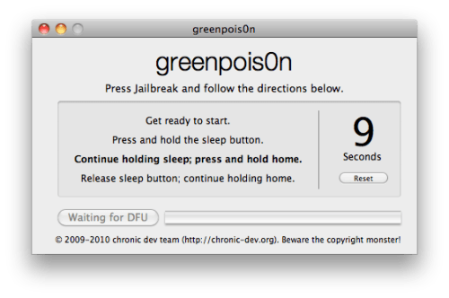 Como fazer jailbreak ao iPhone 3GS, o iPhone 4 Usando Greenpois0n (Mac)