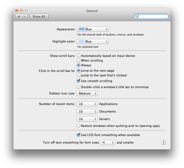 How to Always Show Scroll Bars in Mac OS X Lion