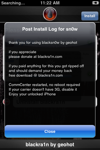 Jak złamać i ściągnąć Sim Locka z iPhone 3G, 3GS  używając BlackRa1n [Windows]