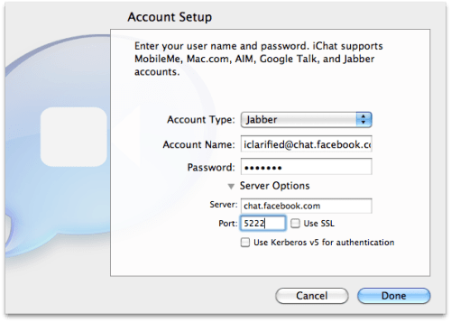 Impostare la chat di Facebook in iChat