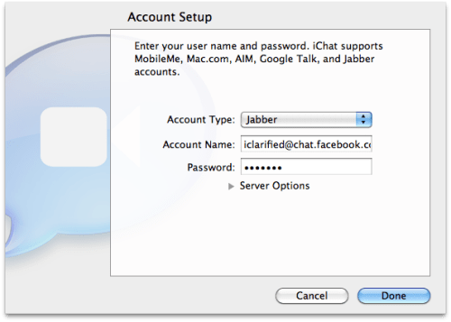 Impostare la chat di Facebook in iChat