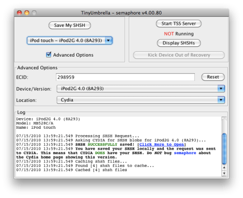 Kuinka ottaa talteen SHSH Blobsit käyttäen Firmware Umbrellaa. [Mac]