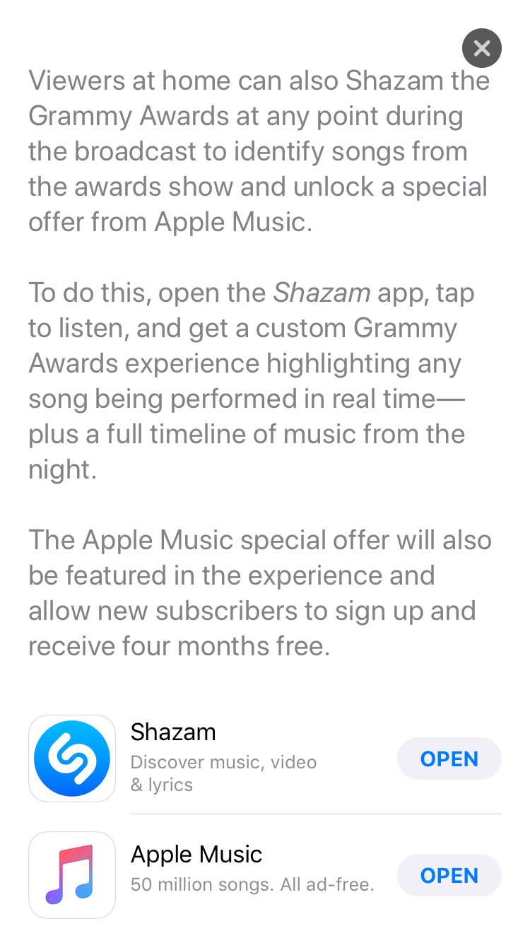 Apple is Offering a Four Month Free Trial of Apple Music During the GRAMMY Awards