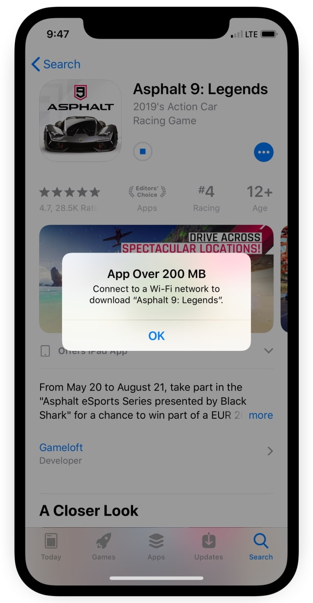 Apple Increases App Store Cellular Download Limit From 150MB to 200MB