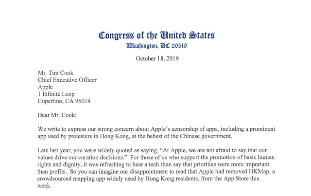 U.S. Senators Write Open Letter to Tim Cook Urging Apple to Reinstate HKmap App