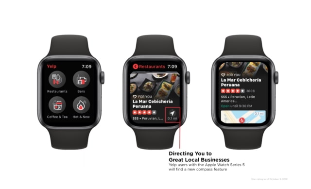 Yelp App Uses Compass on New Apple Watch Series 5 for Better Directions [Video]
