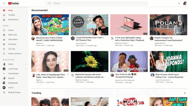 YouTube Debuts a New Look for Desktops and Tablets