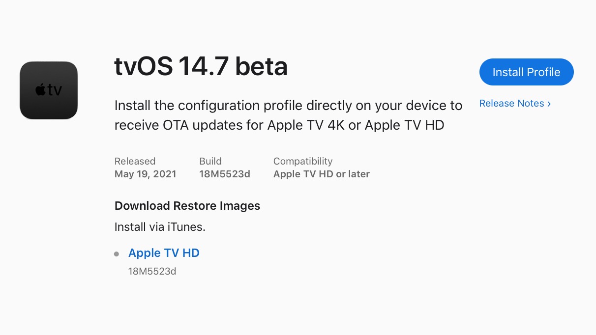 Apple Seeds tvOS 14.7 Beta to Developers [Download]