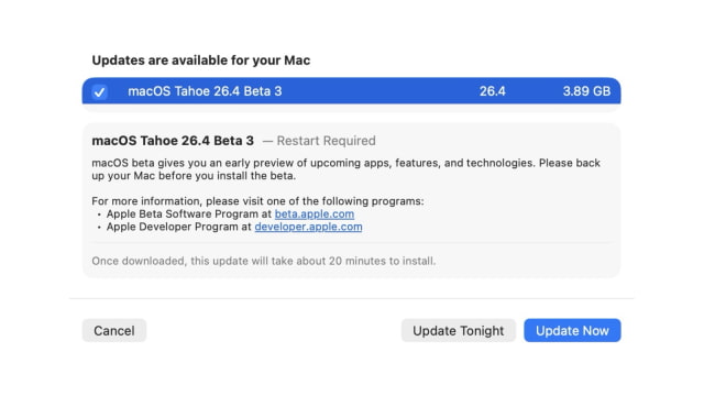 Apple Releases macOS Tahoe 26.4 Beta 3 to Developers [Download]
