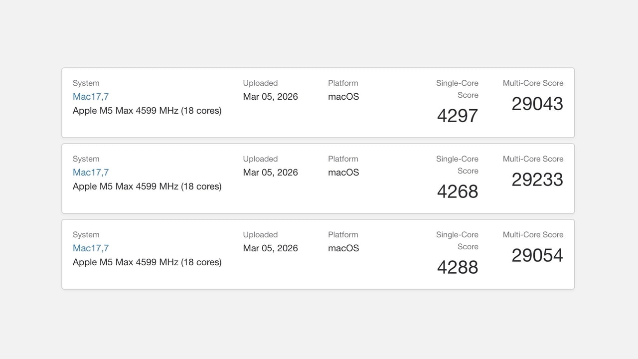 First M5 Max Benchmarks Reveal Fastest Apple CPU Yet