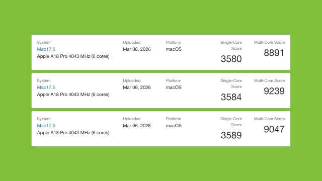 First MacBook Neo Benchmarks Reveal A18 Pro Performance in macOS