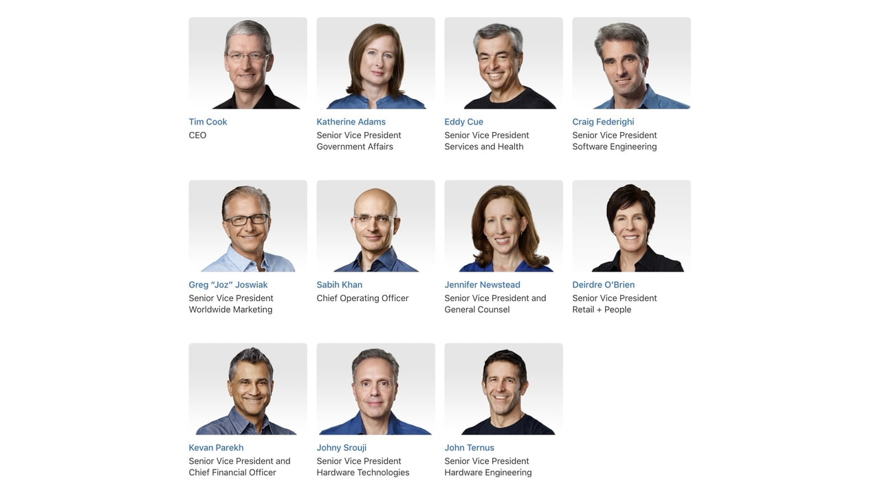 Apple Updates Leadership Page With New Design Chiefs, Exec Title Changes