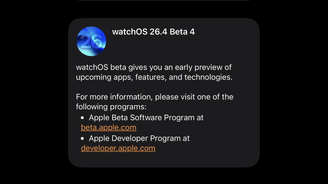 Apple выпускает для разработчиков четвёртые бета-версии watchOS 26.4, tvOS 26.4 и visionOS 26.4 [Скачать]