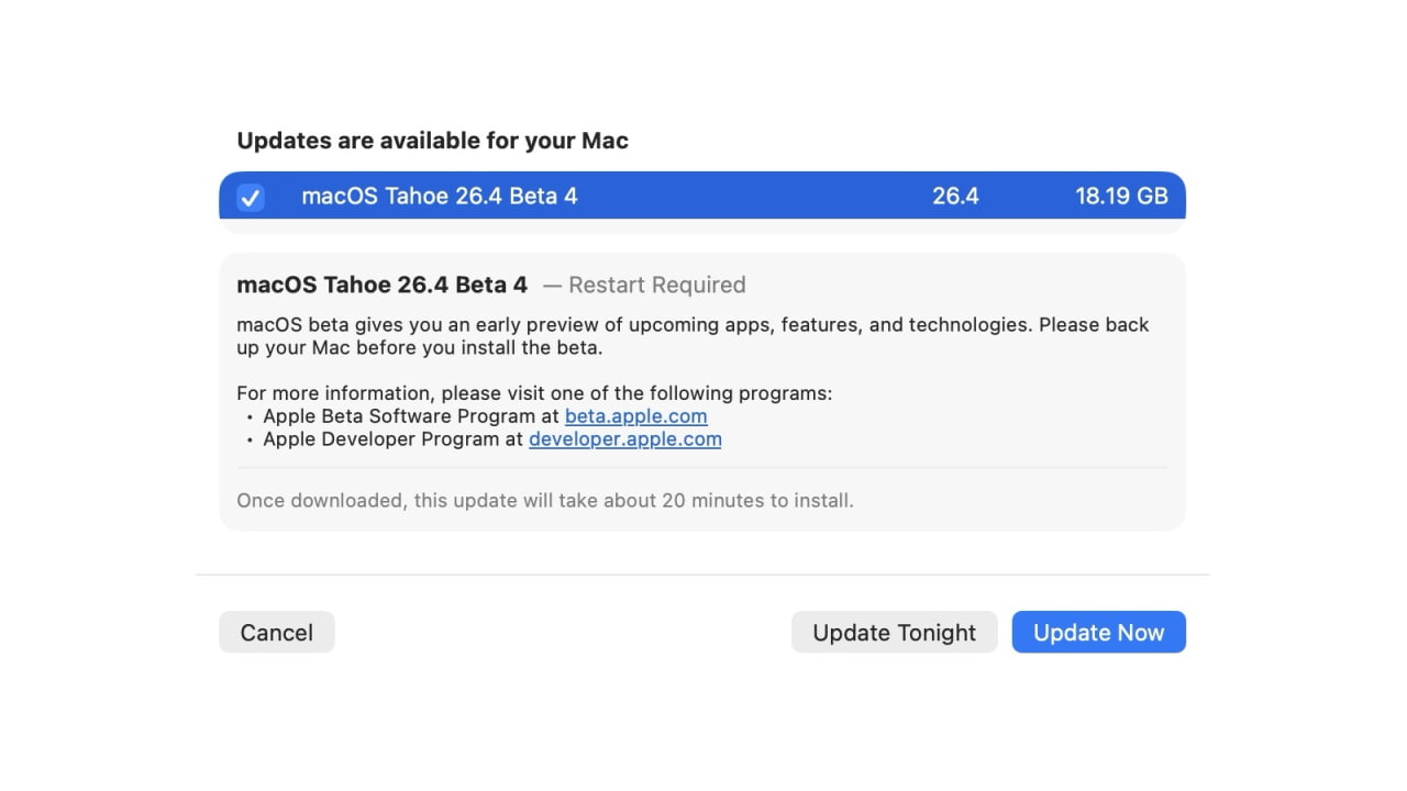 Apple выпускает macOS Tahoe 26.4 Beta 4 для разработчиков [Скачать]