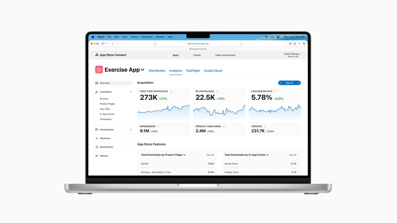 Apple обновляет аналитику App Store Connect: более 100 новых метрик, когорты и бенчмарки