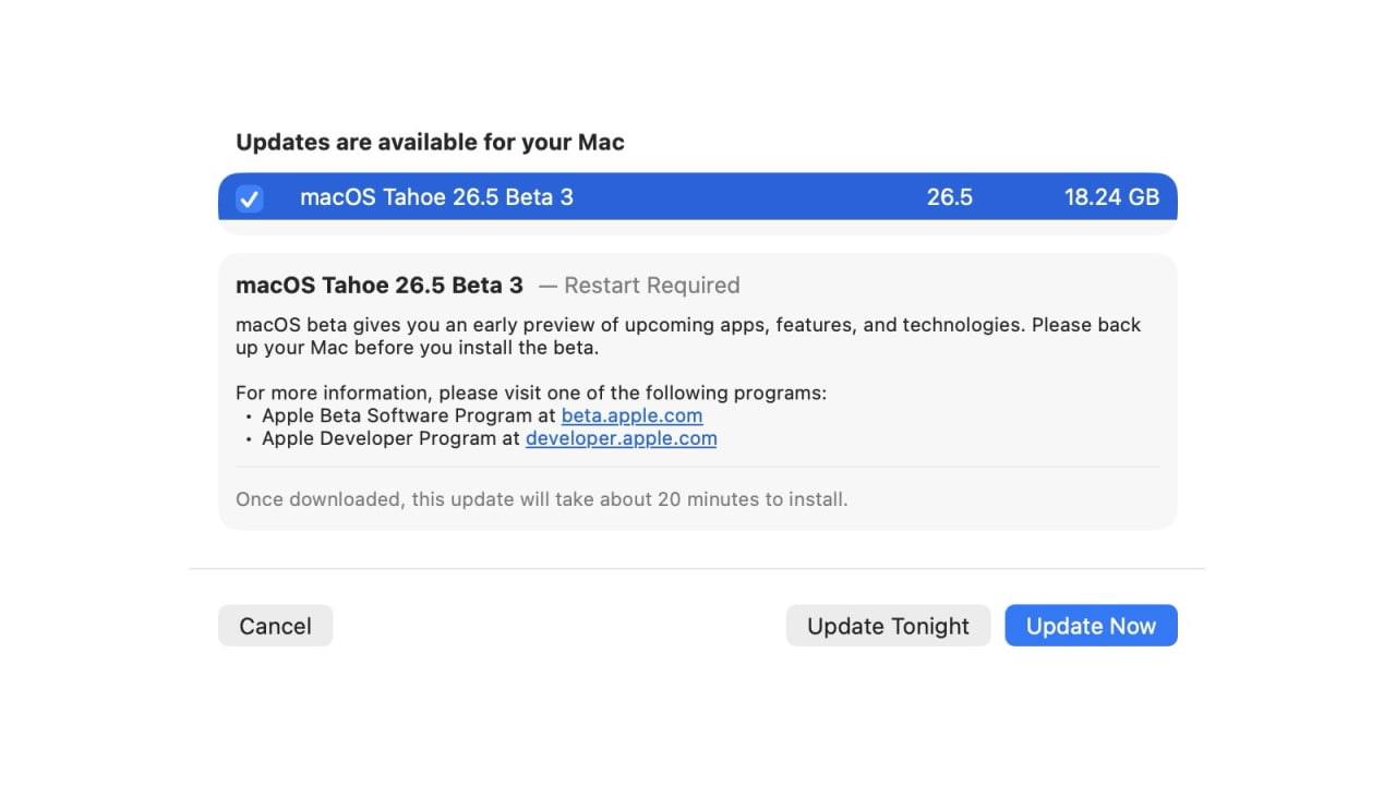 Apple выпускает macOS Tahoe 26.5 Beta 3 для разработчиков [Скачать]