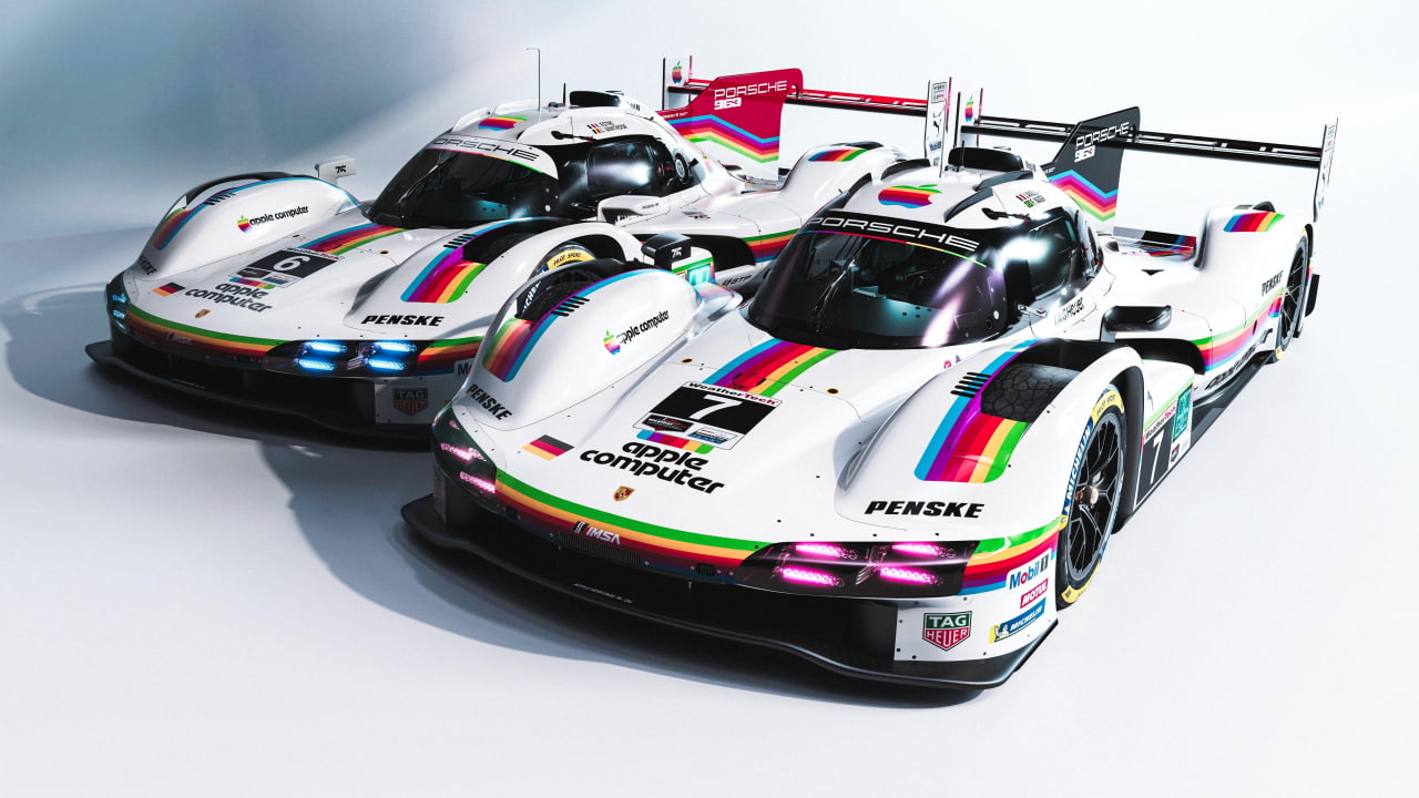 Porsche возвращает культовую радужную ливрею Apple для гонки в Лагуна-Сека