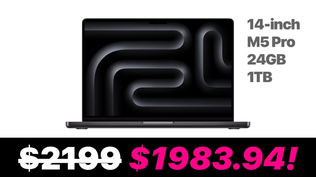 Apple 14-inch M5 Pro MacBook Pro Hits New All-Time Low at $1,983.94 [Deal]