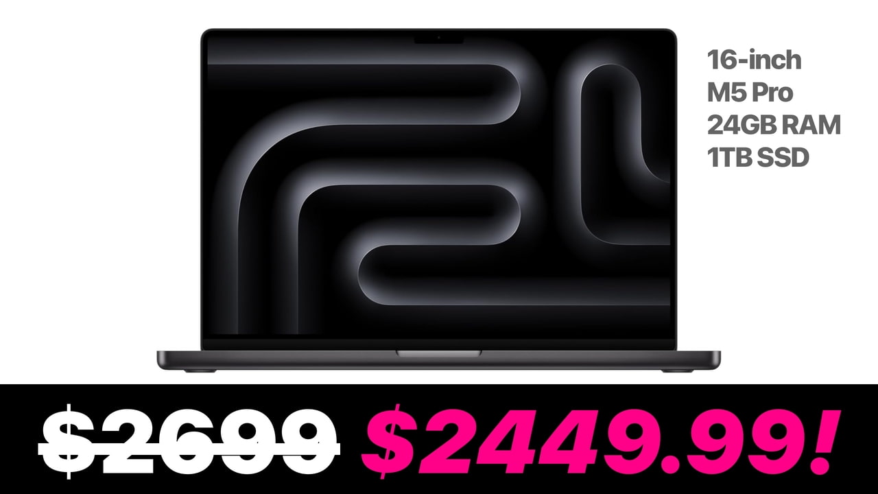 Apple's 16-Inch M5 Pro MacBook Pro Drops to a New Record Low of $2,449.99 [Deal]