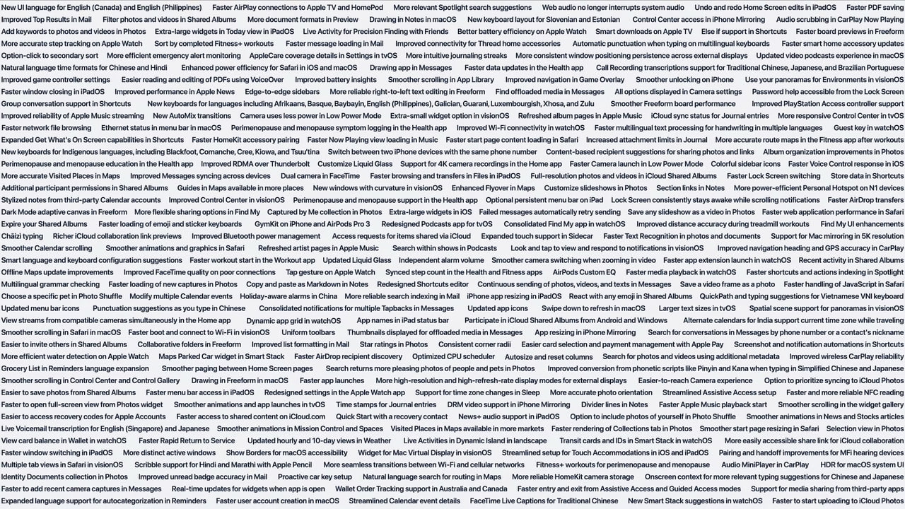 Here Are the 263 New Features Revealed in Apple's Massive WWDC 2026 Slide