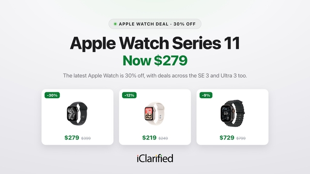 Apple Watch Series 11 On Sale for $279 (30% Off) [Deal]