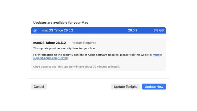 Apple Releases macOS Tahoe 26.5.2 With Security Fixes [Download]