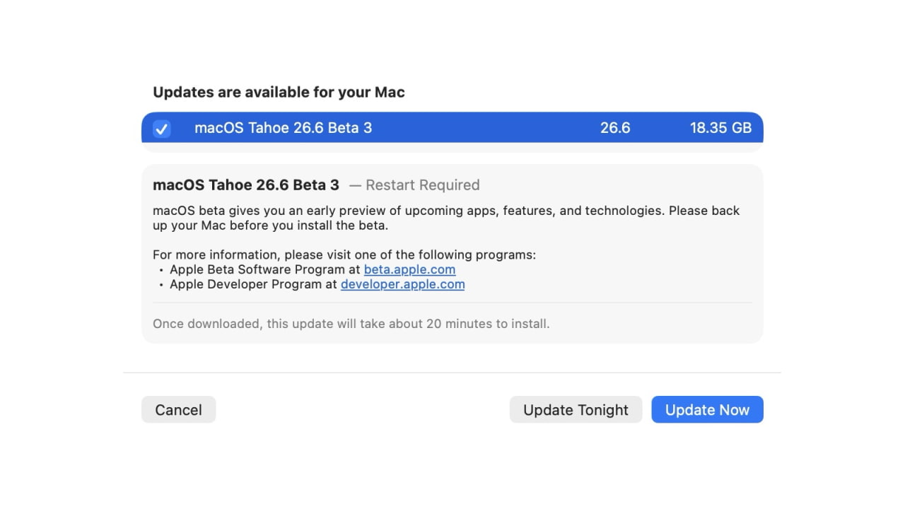 Apple выпускает macOS Tahoe 26.6 Beta 3 для разработчиков [Скачать]