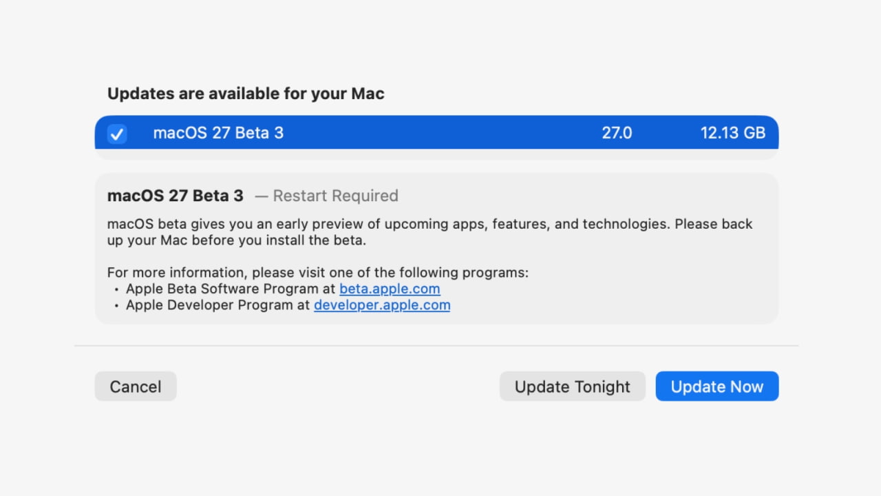 Apple выпустила macOS 27 Golden Gate Beta 3 для разработчиков [Скачать]