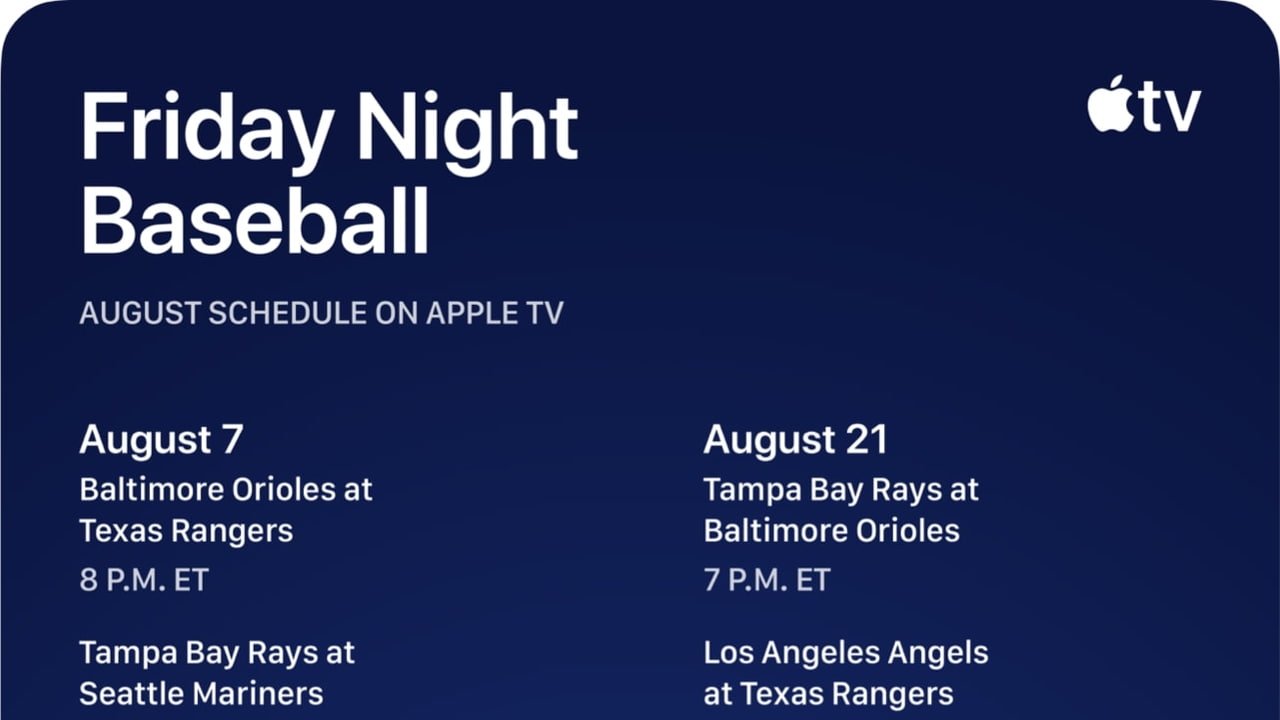 Apple Announces August 'Friday Night Baseball' Schedule