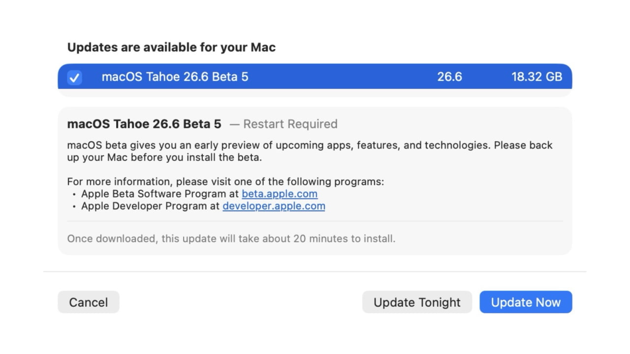 Apple выпускает macOS Tahoe 26.6 Beta 5 для разработчиков [Скачать]