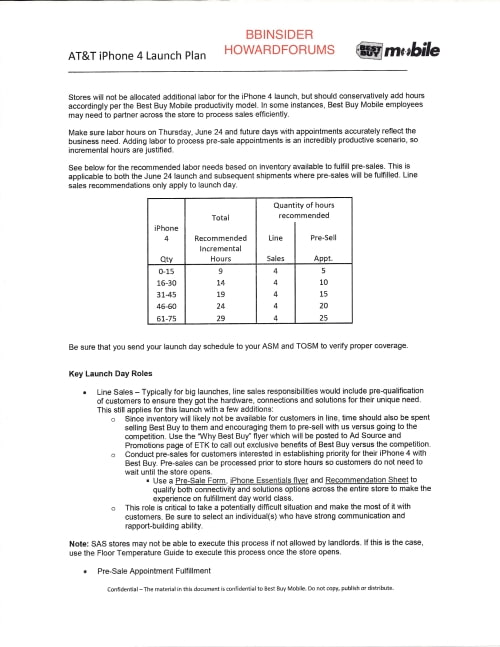 Entire Best Buy iPhone 4 Launch Plan Leaked!