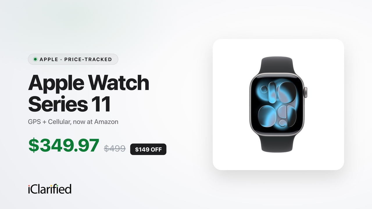Apple Watch Series 11 Cellular Drops to $349.97 ($149 Off)