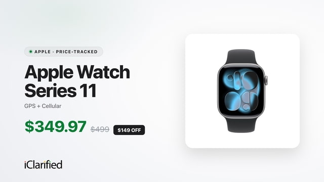 Apple Watch Series 11 Cellular Drops to $349.97 ($149 Off)