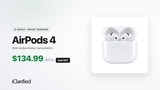 Apple AirPods 4 With Active Noise Cancellation Drop to $134.99 ($44 Off)
