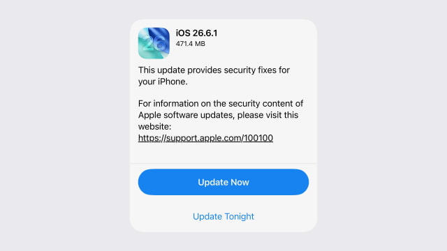 Apple Releases iOS 26.6.1 and iPadOS 26.6.1 With Security Fixes [Download]