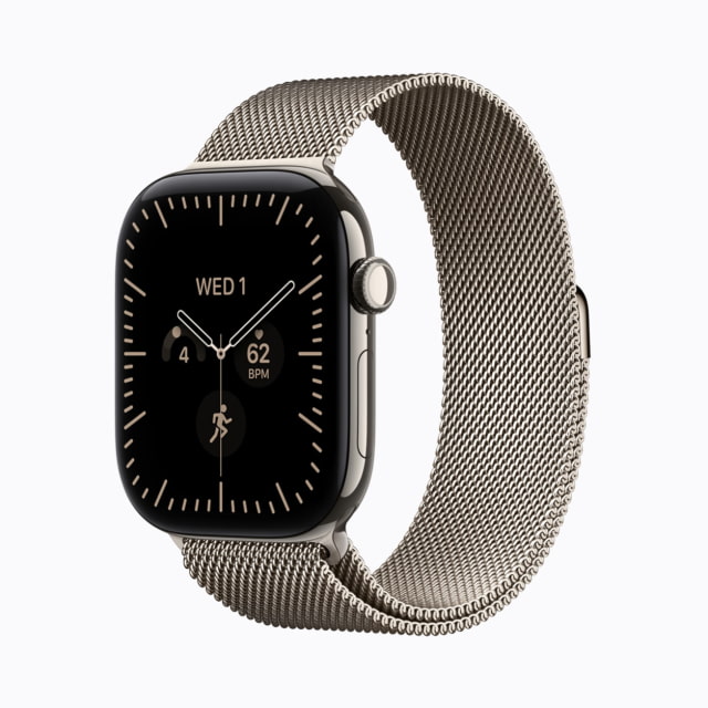 Natural titanium Apple Watch Series 12 with Milanese Loop