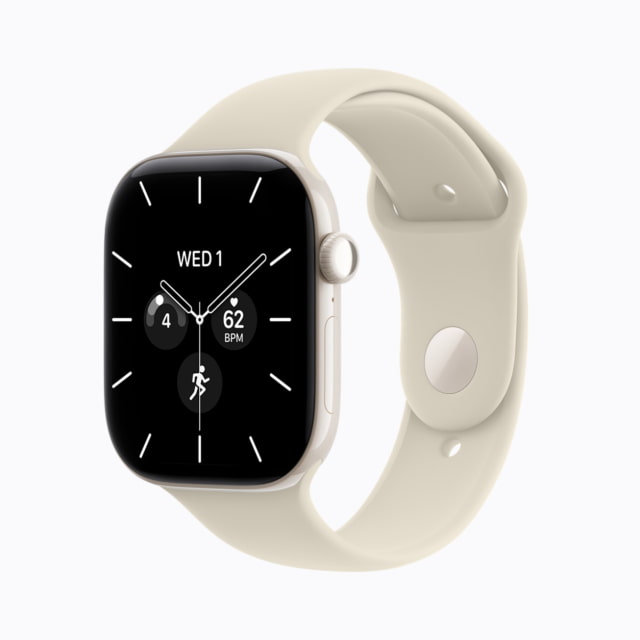 Pearl White ceramic Apple Watch Series 12 with Sand Sport Band